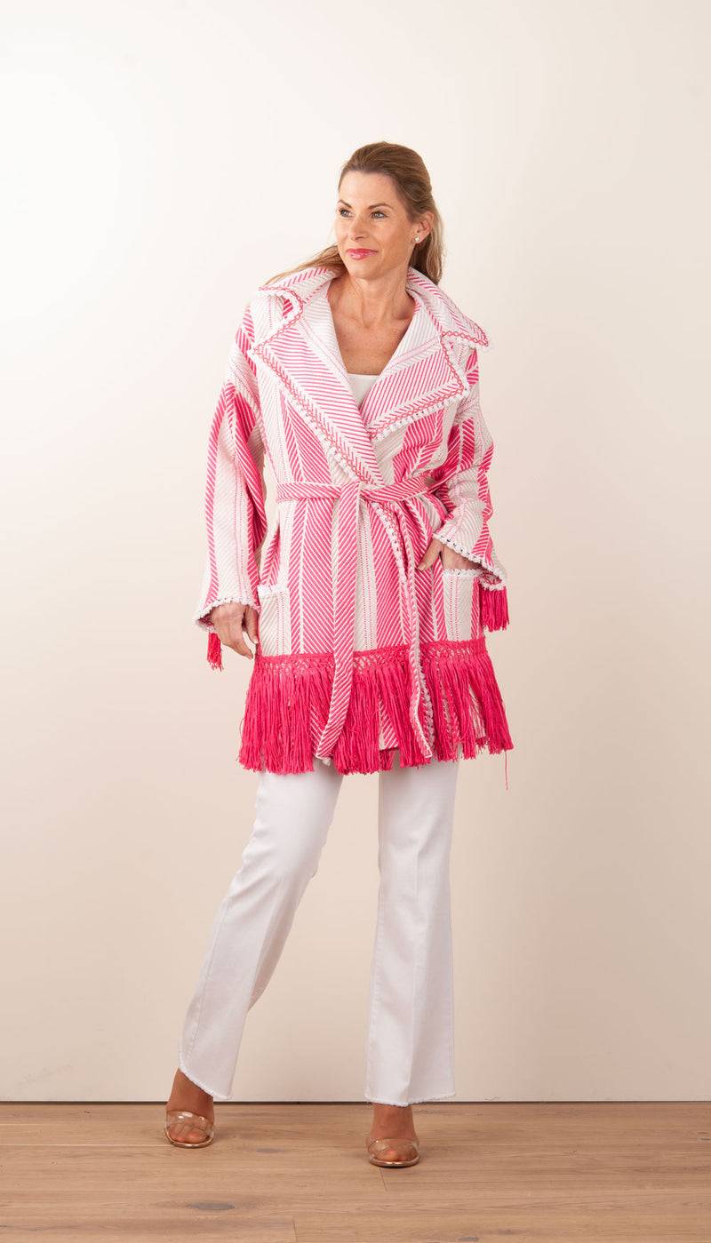 Elisabetta Franchi Mantel „Avorio“ Weiß | Pink | Gold Wochenangebot