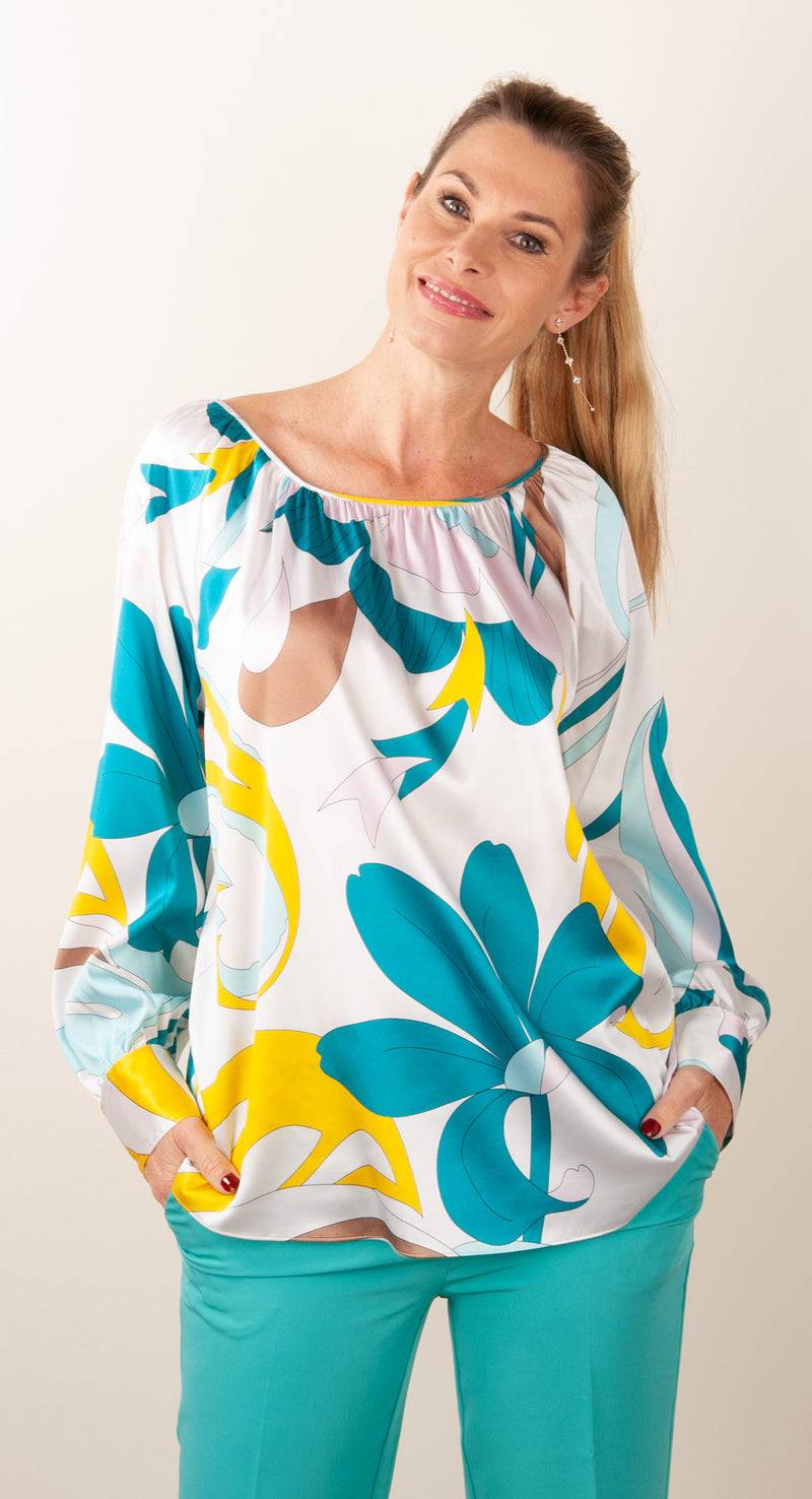 Herzensangelegenheit Seidenbluse Weiß | Multicolor