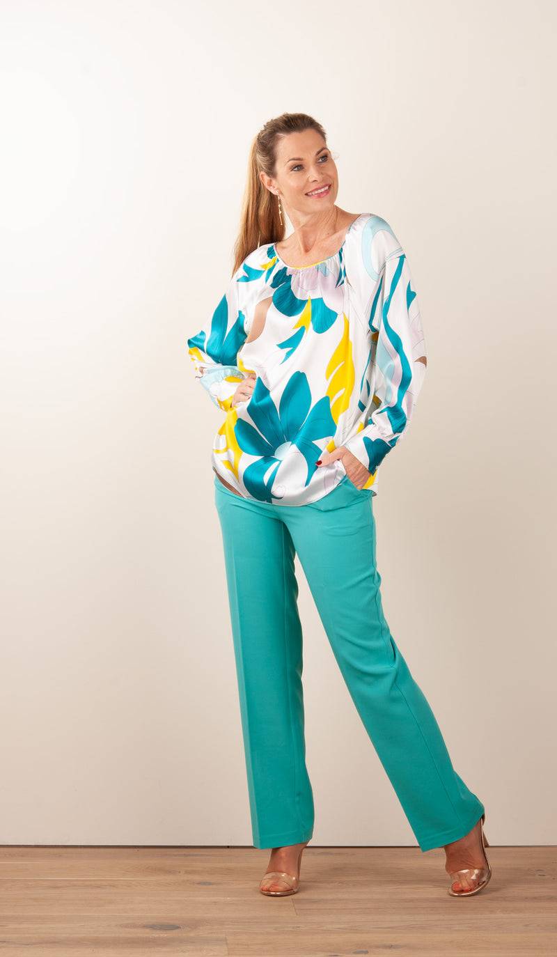 Herzensangelegenheit Seidenbluse Weiß | Multicolor Clearance-Verkauf