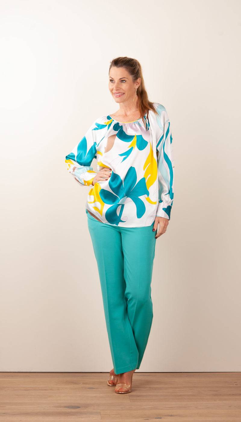Herzensangelegenheit Seidenbluse Weiß | Multicolor Clearance-Verkauf