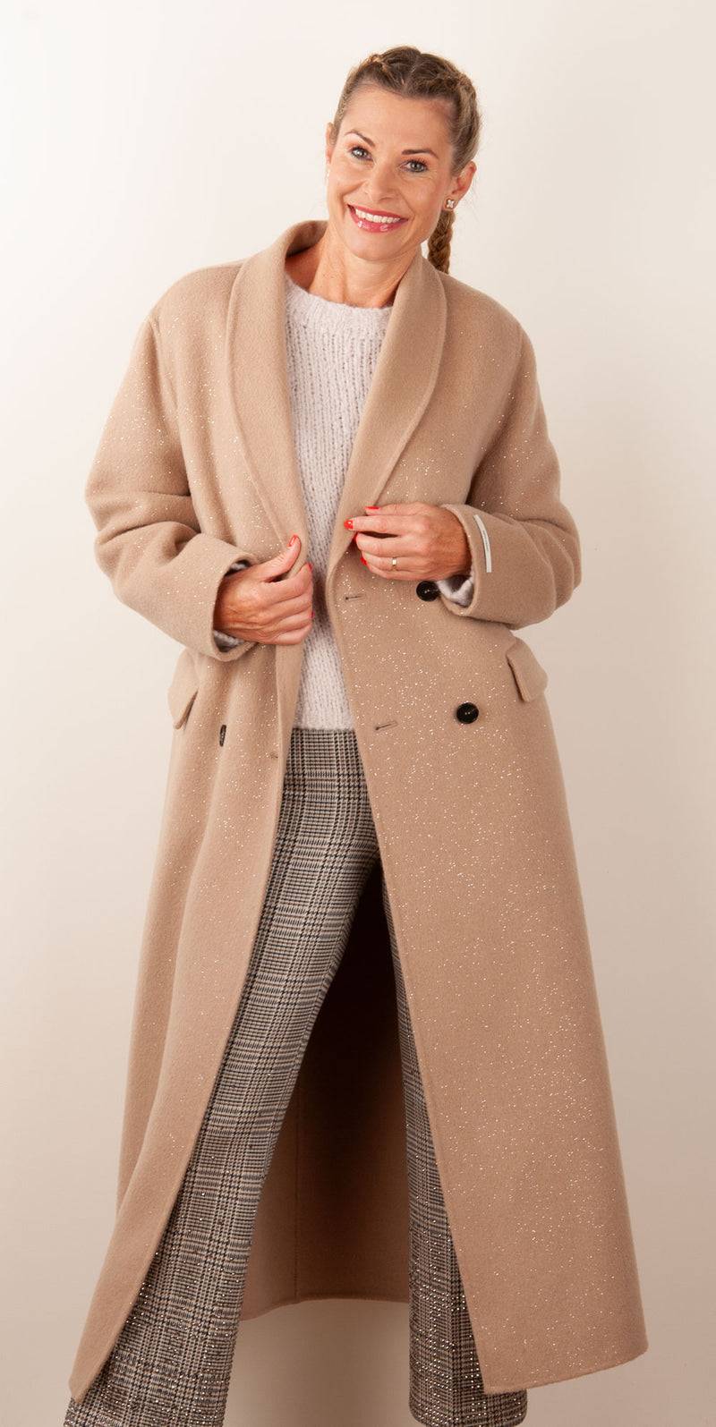 VITTORIA Mantel „Glitzer“ Beige