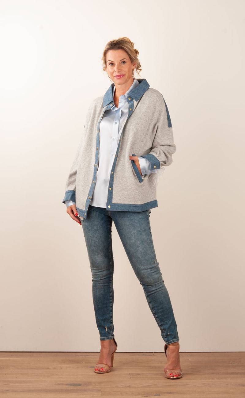 MAX & MOI Strickjacke Grau | Jeansblau Limitierter Zeitrabatt