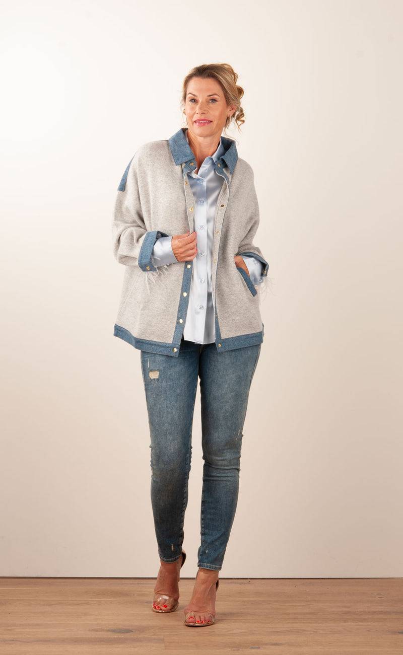 MAX & MOI Strickjacke Grau | Jeansblau Limitierter Zeitrabatt