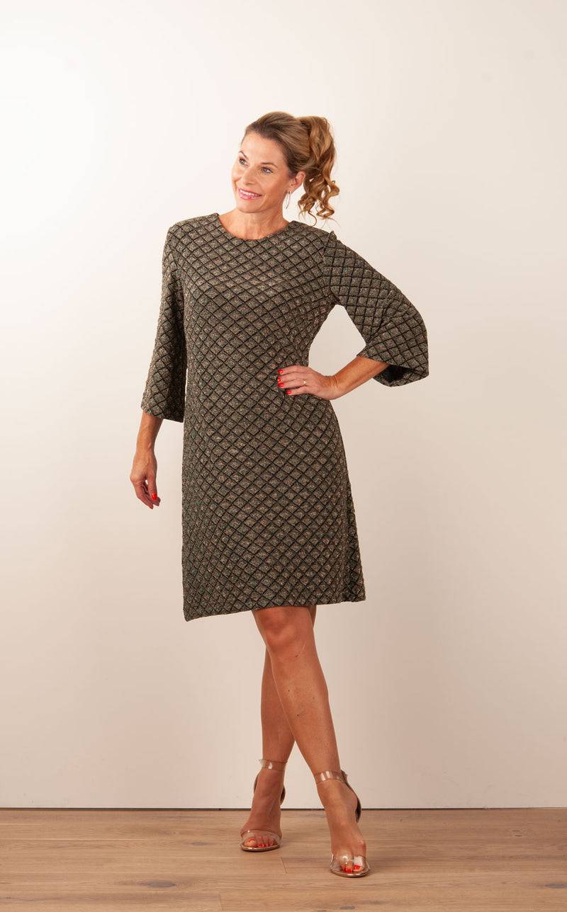 ana alcazar Kleid „Glitzer“ Schwarz | Grün | Gold