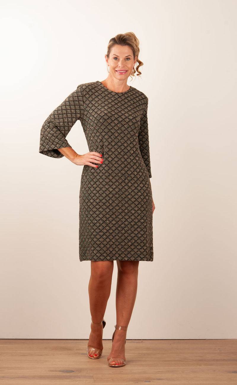 ana alcazar Kleid „Glitzer“ Schwarz | Grün | Gold Rabatt