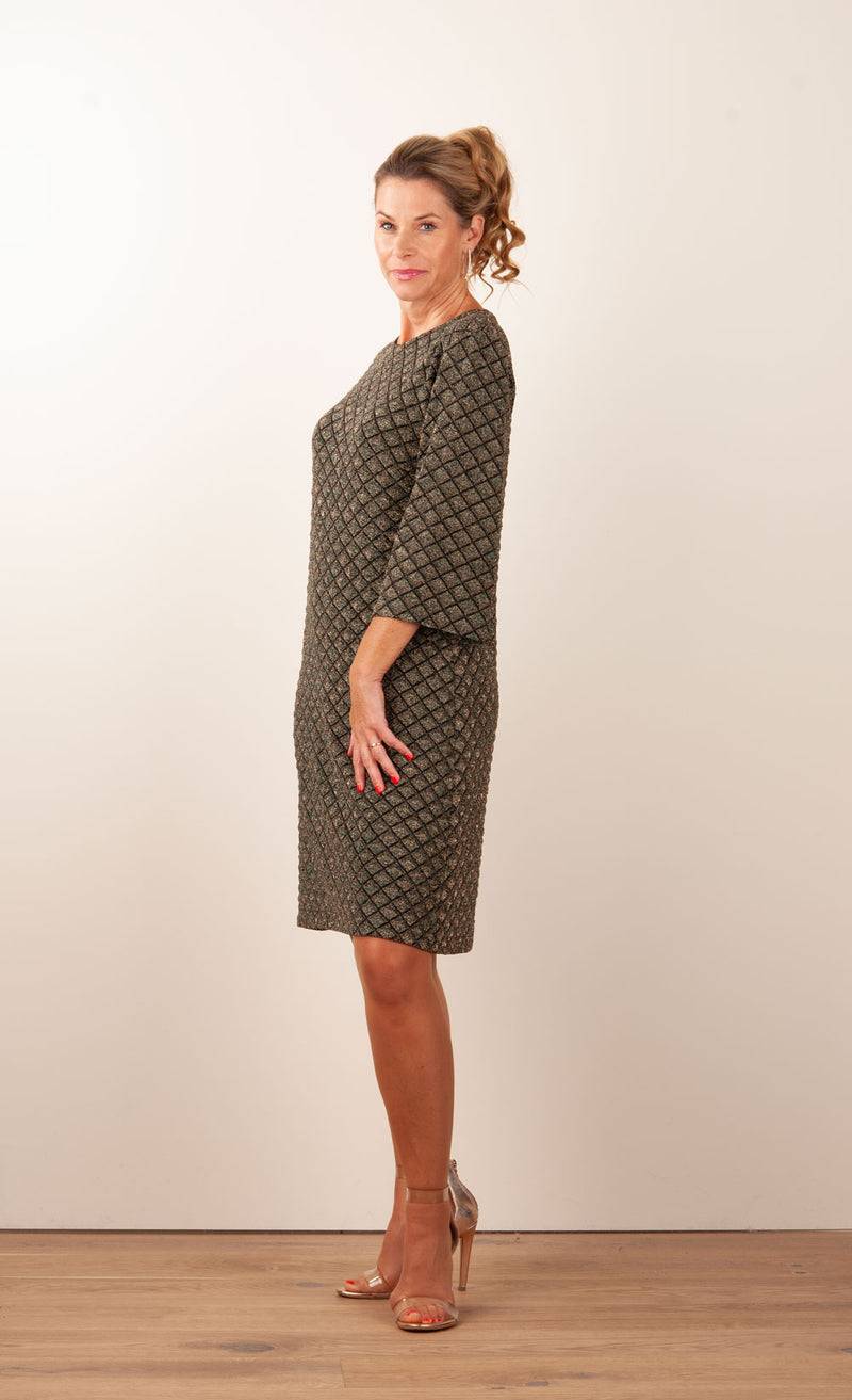 ana alcazar Kleid „Glitzer“ Schwarz | Grün | Gold Rabatt