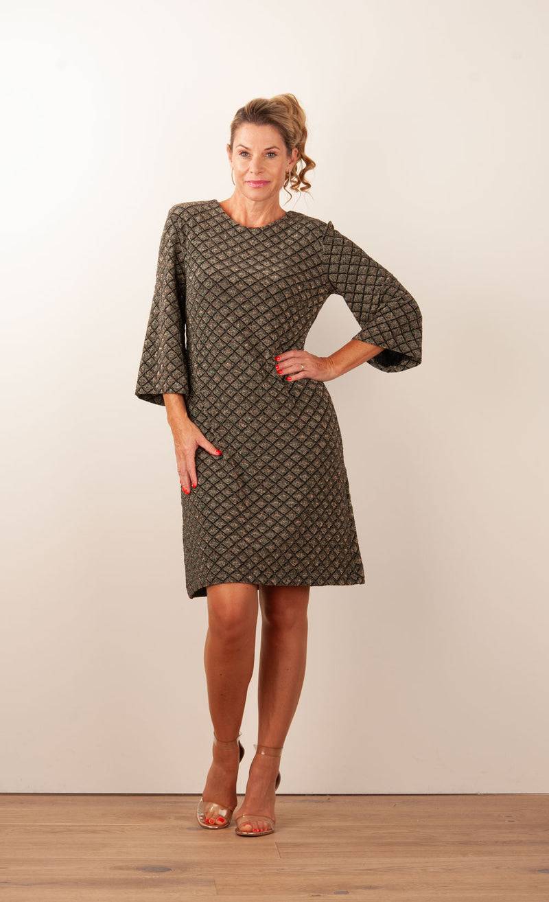 ana alcazar Kleid „Glitzer“ Schwarz | Grün | Gold Rabatt