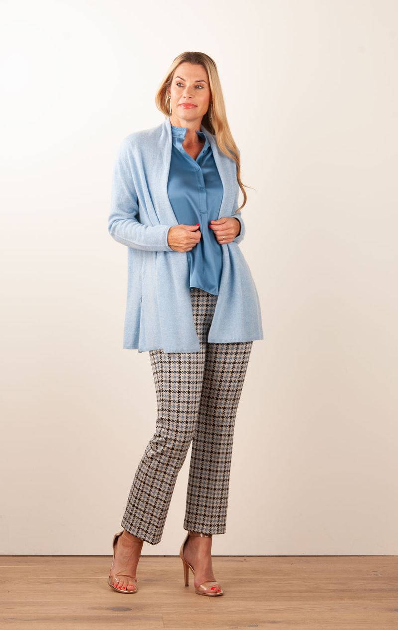 fleur Kaschmir Strickmantel Melange Blau Exklusivangebot