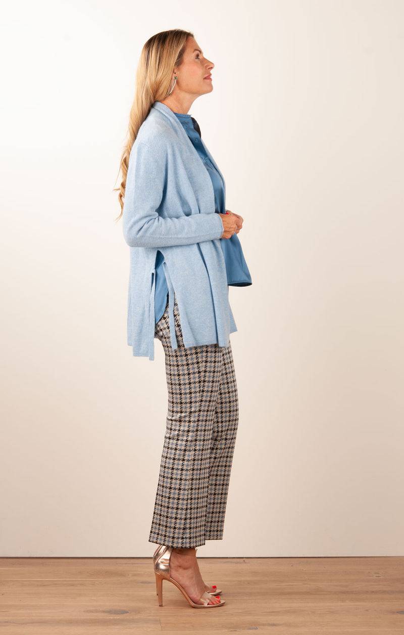 fleur Kaschmir Strickmantel Melange Blau Exklusivangebot