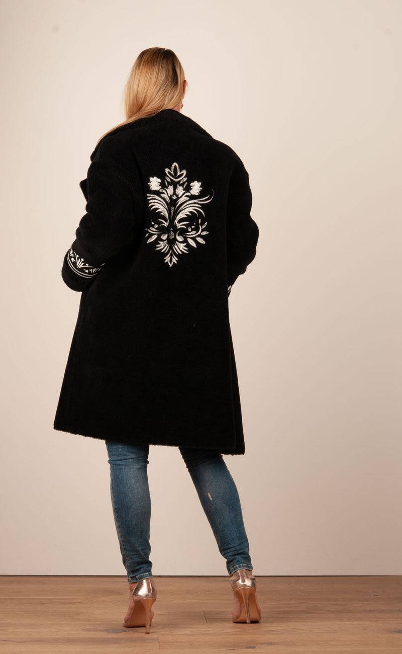 Glox Fake-Fur-Mantel Schwarz Vatertagsangebot