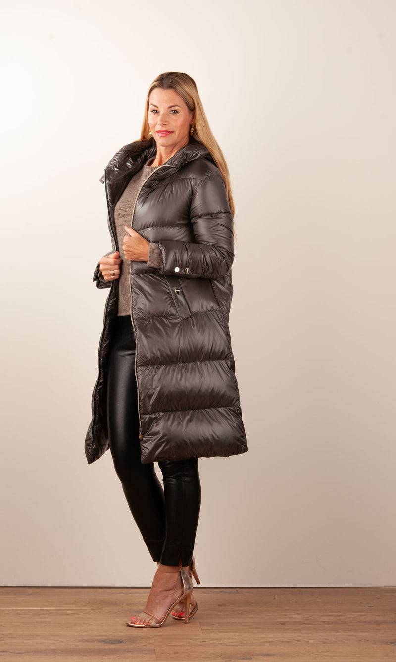 Herno Daunenmantel Dunkeltaupe Heißer Verkauf