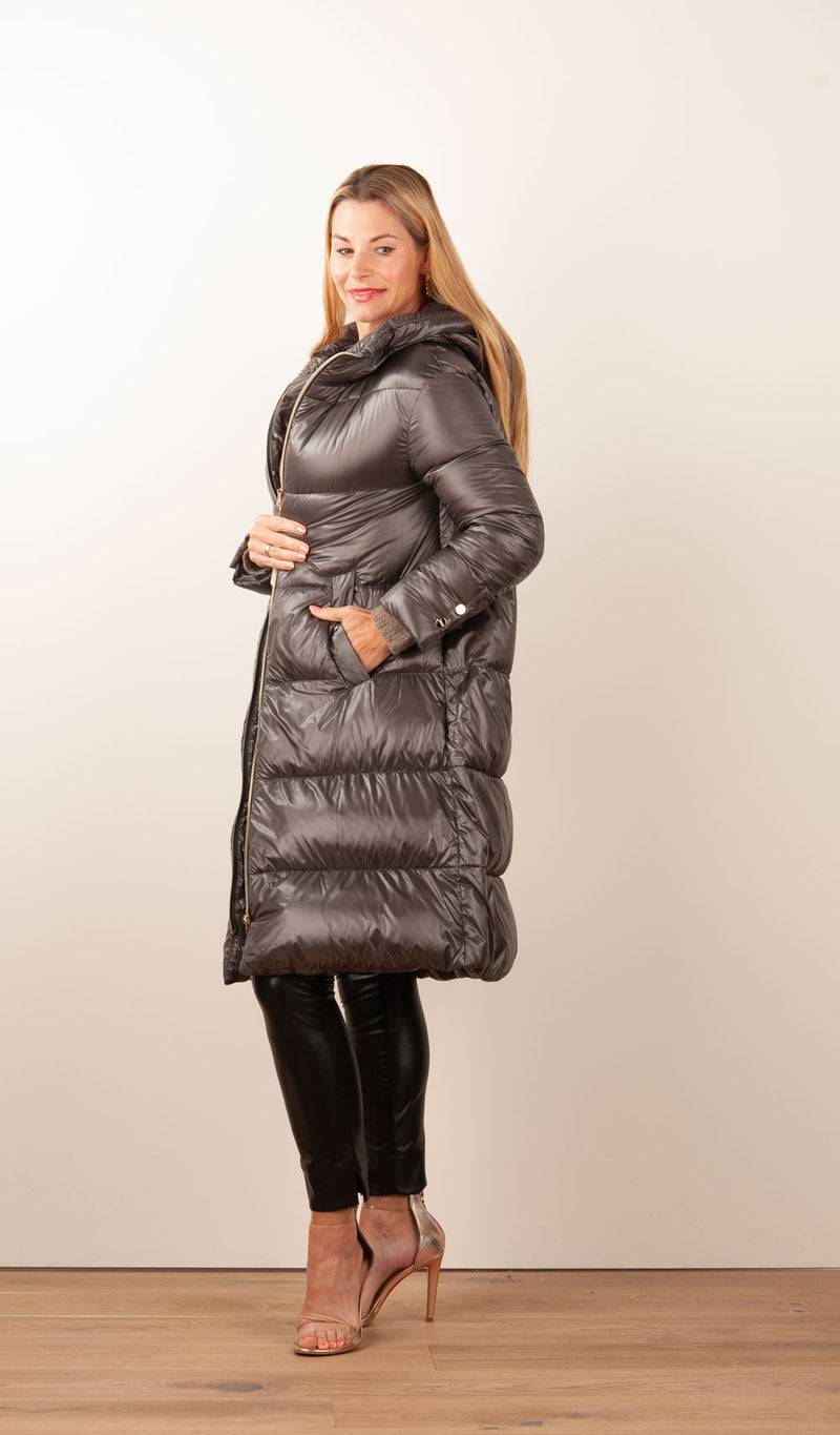 Herno Daunenmantel Dunkeltaupe Heißer Verkauf