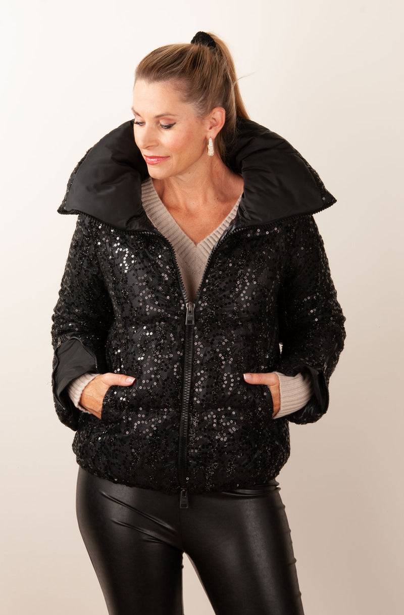 Herno Daunenjacke „Pailletten“ Schwarz Begrenzte Freigabe