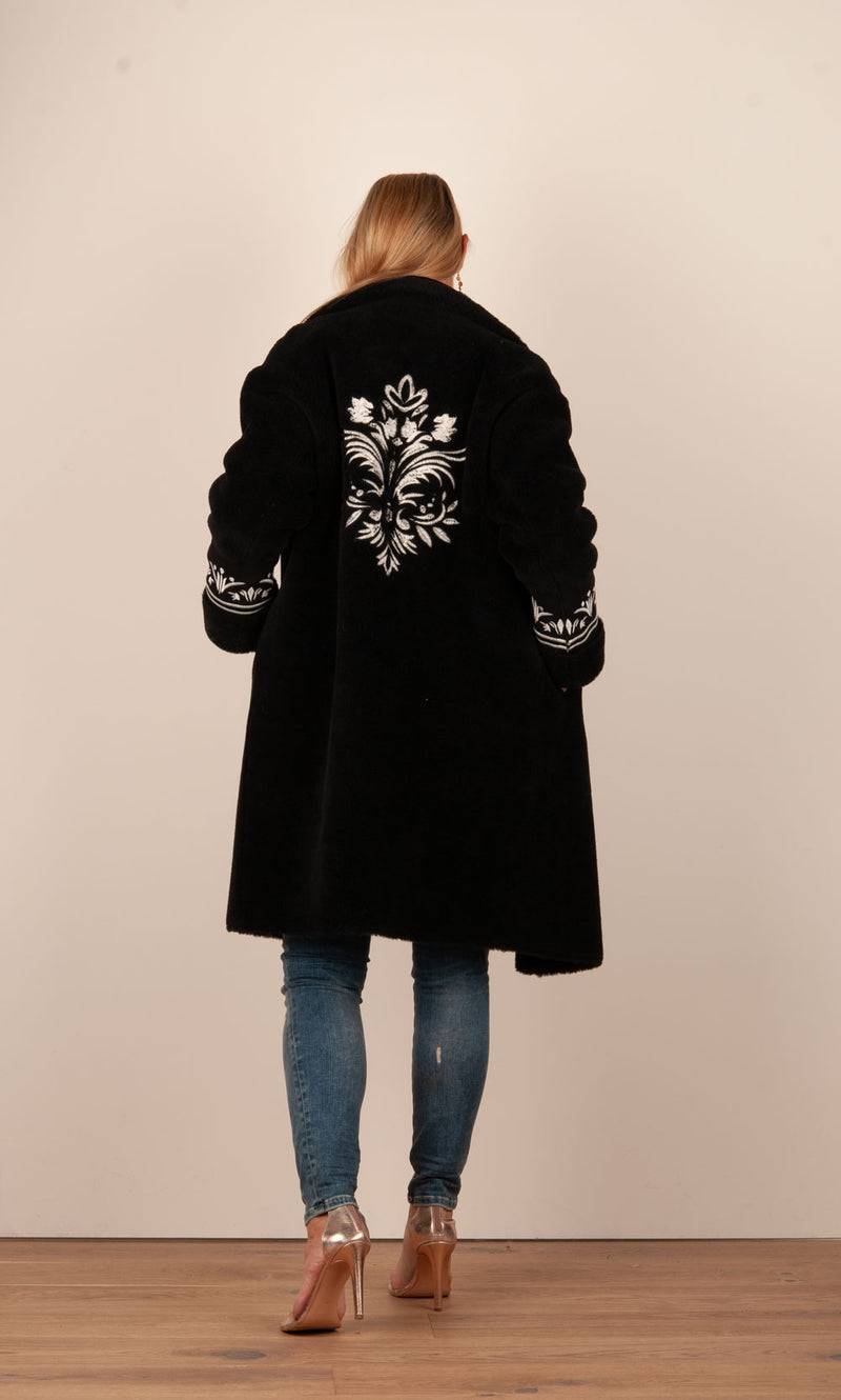 Glox Fake-Fur-Mantel Schwarz Super Rabatt