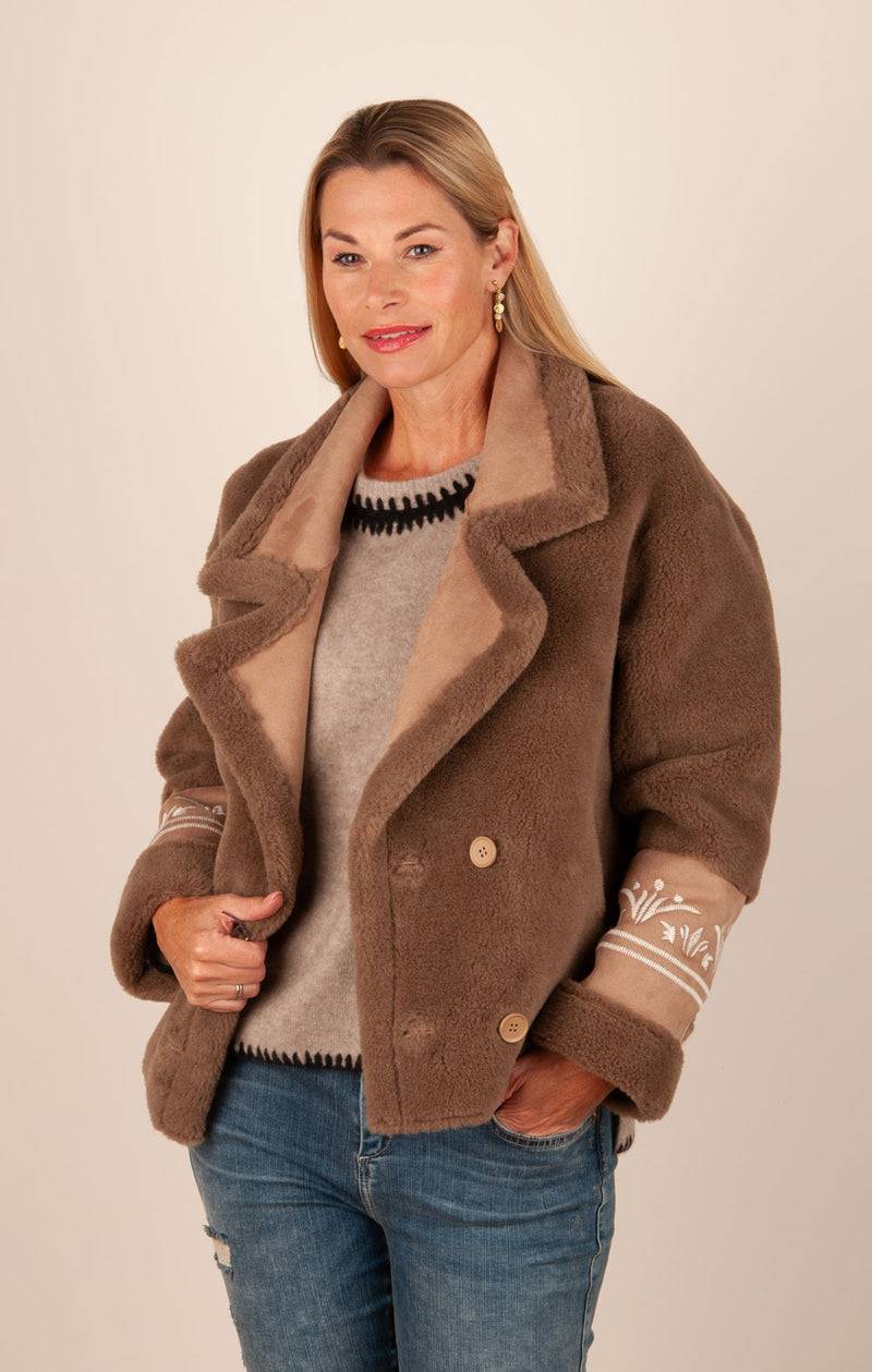 Glox Fake-Fur-Jacke Cookie Riesige Rabatte