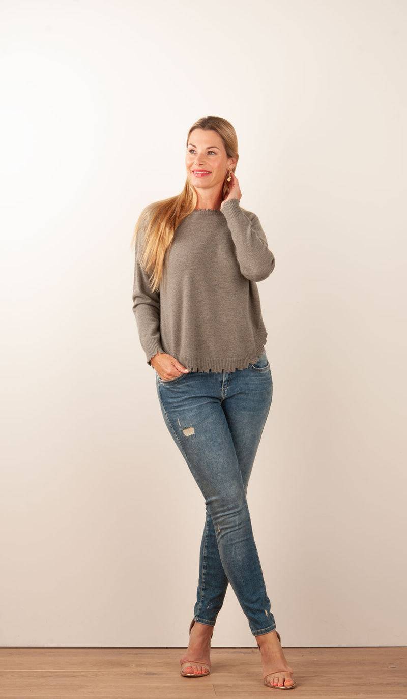 Kujten Kaschmir Pullover Khaki Großer Ausverkauf