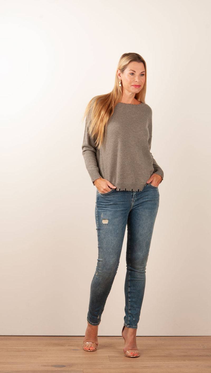 Kujten Kaschmir Pullover Khaki Großer Ausverkauf