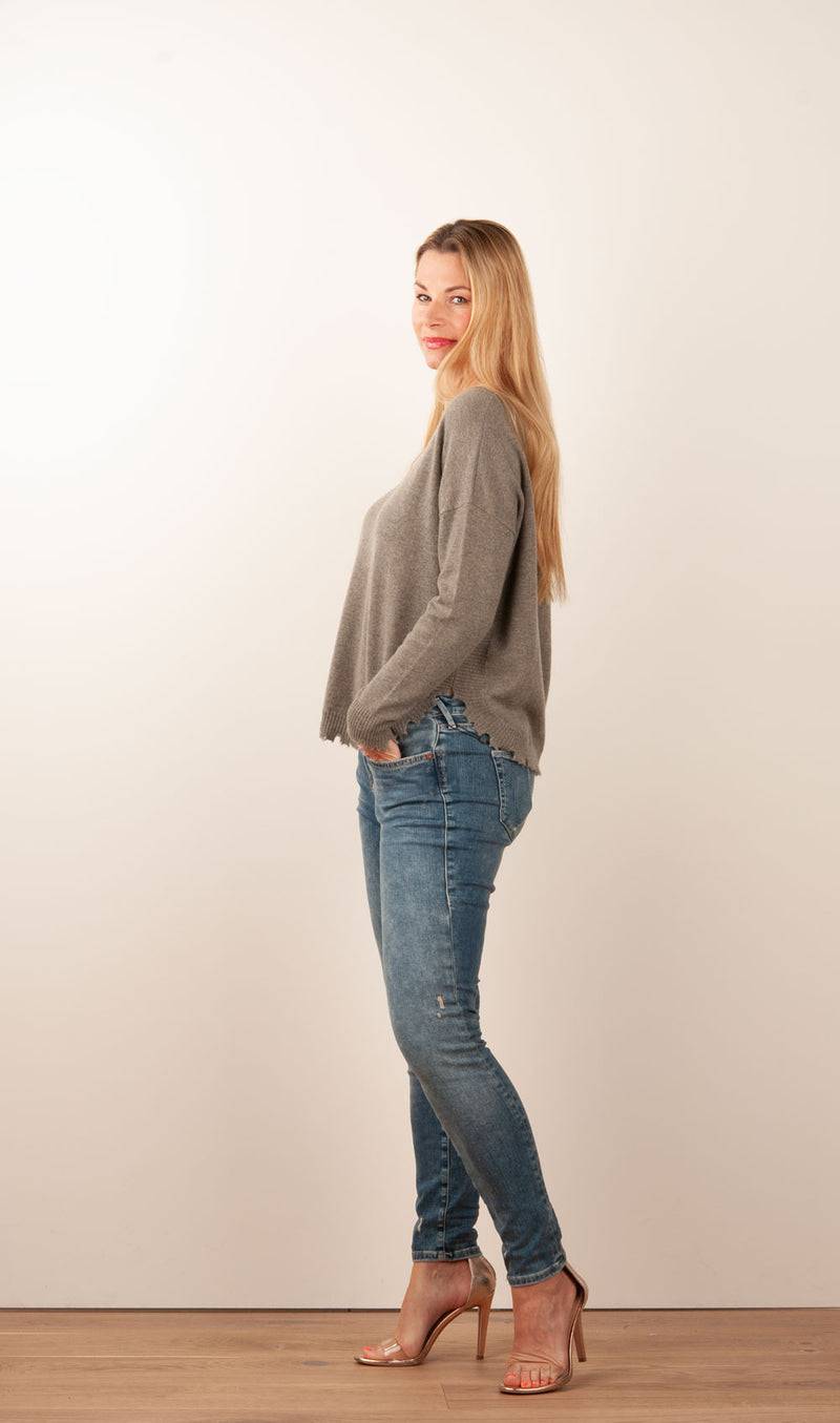 Kujten Kaschmir Pullover Khaki Großer Ausverkauf