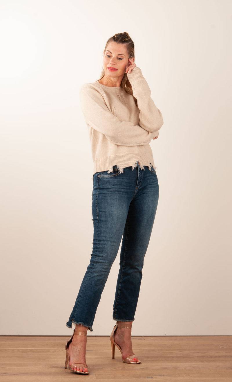 Kujten Kaschmir Pullover „Destroyed“ Beige Black Friday