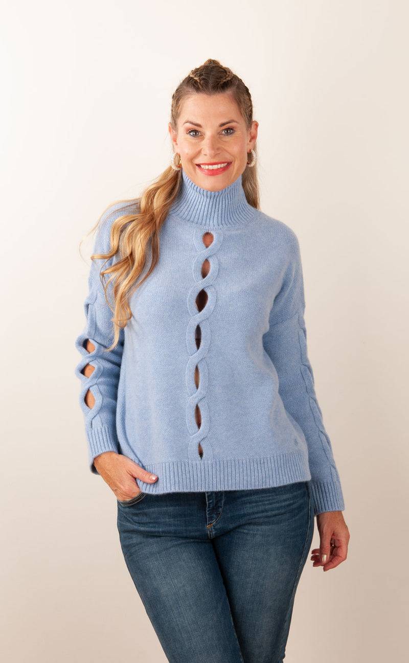 Kujten Kaschmir Pullover „Cut-Outs“ Hellblau