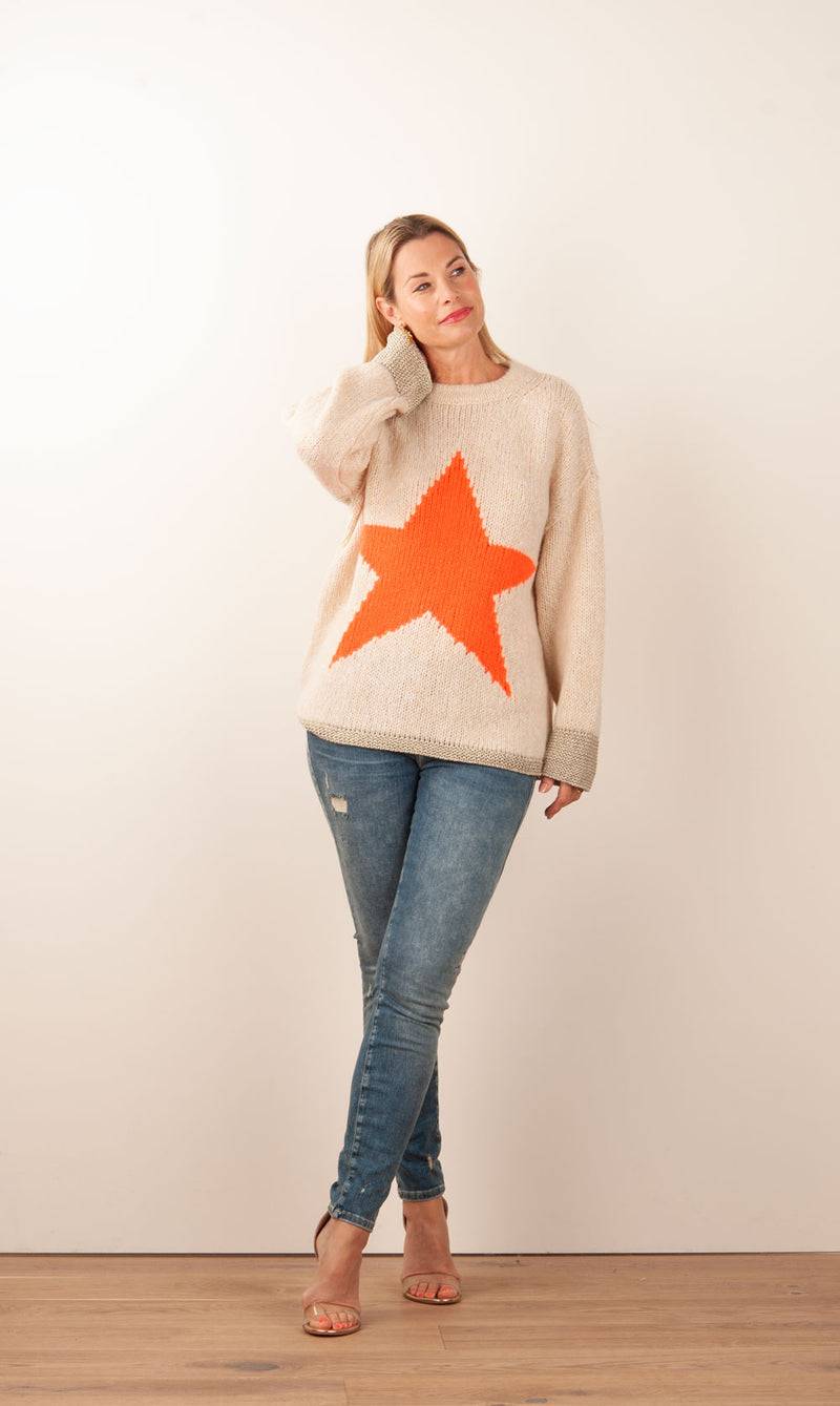 Grace Pullover Beige | Orange Jubiläumsangebot