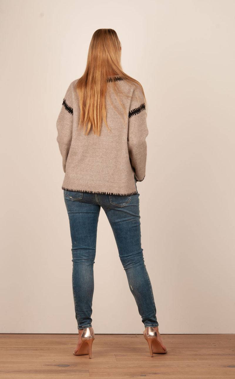 Grace Pullover Beige | Schwarz Neueste Mode