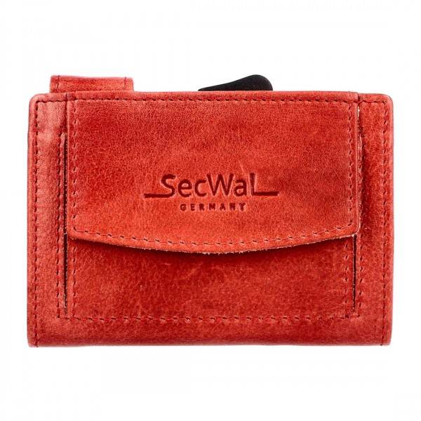SecWal Kartenetui mit Münzfach Druckknopf Geldbörse aus Leder Sonderangebot