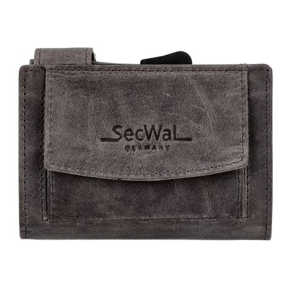 SecWal Kartenetui mit Münzfach Druckknopf Geldbörse aus Leder Begrenztes Angebot