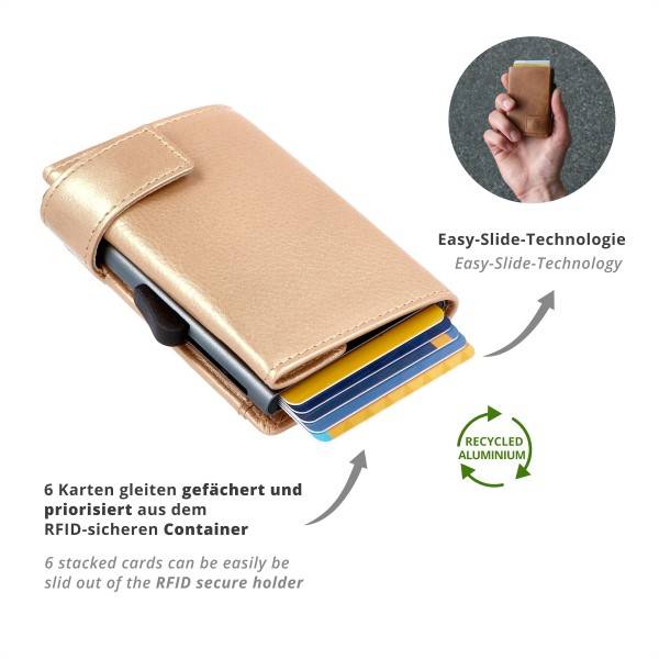 SecWal Kartenetui mit Münzfach Druckknopf Geldbörse aus Leder Online Shopping