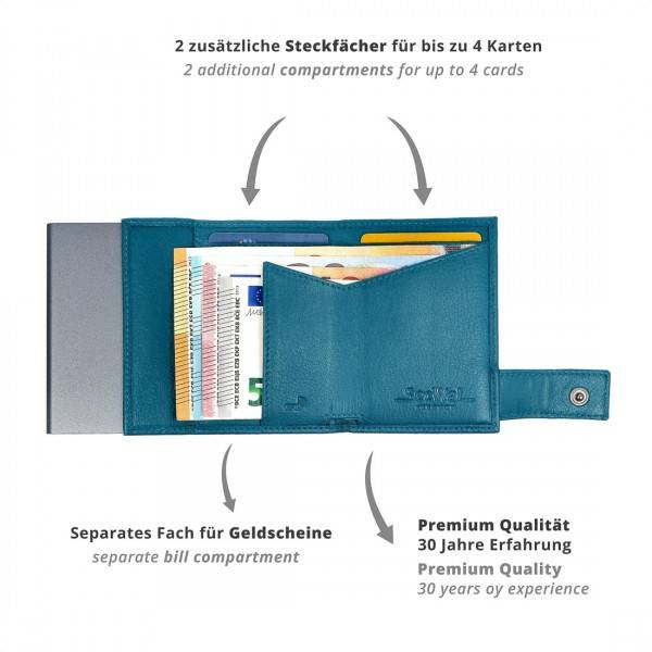 SecWal Kartenetui mit Münzfach Druckknopf Geldbörse aus Leder Black Friday