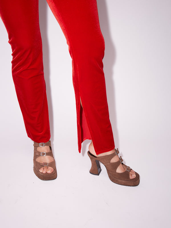 Simone Wild Velvet Slit Pants Lagerräumung
