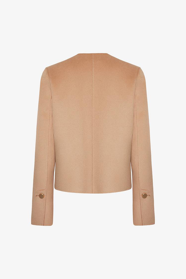 Sly 010 Kragenlose Doubleface-Jacke mit aufgesetzten Taschen Schlussverkauf