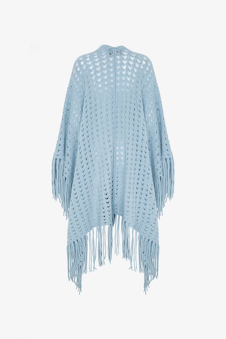 Sly 010 Kaschmir-Seiden Poncho mt Fransen Schlussverkauf