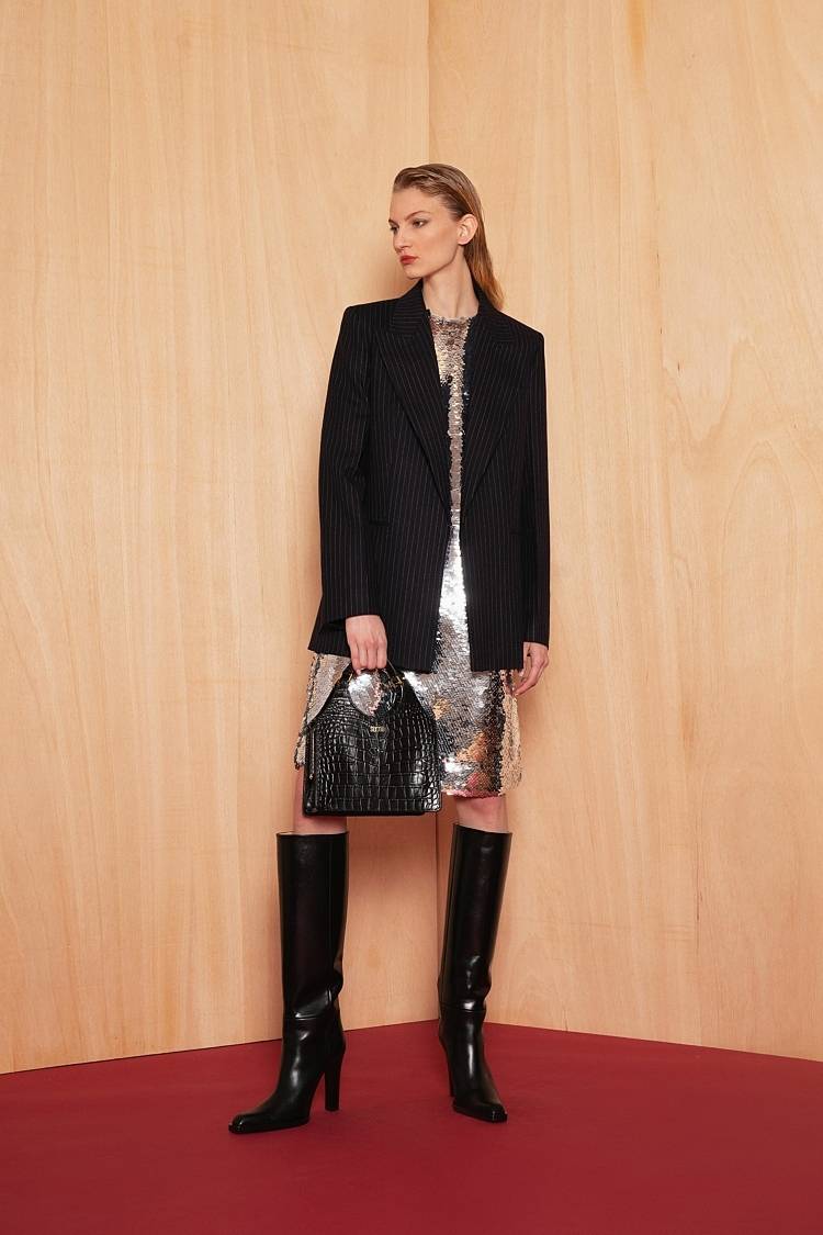 Sly 010 Knopfloser Nadelstreifen-Blazer aus Wolle Blitzverkäufe