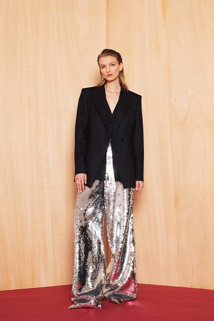Sly 010 Taillierter Einknopf-Nadelstreifen-Blazer aus Wolle Fabrik Onlineshop
