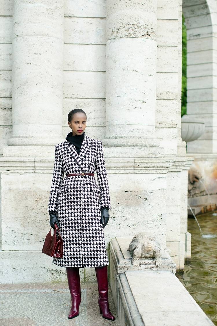 Sly 010 Tailored Coat with Houndstooth Pattern Günstig kaufen