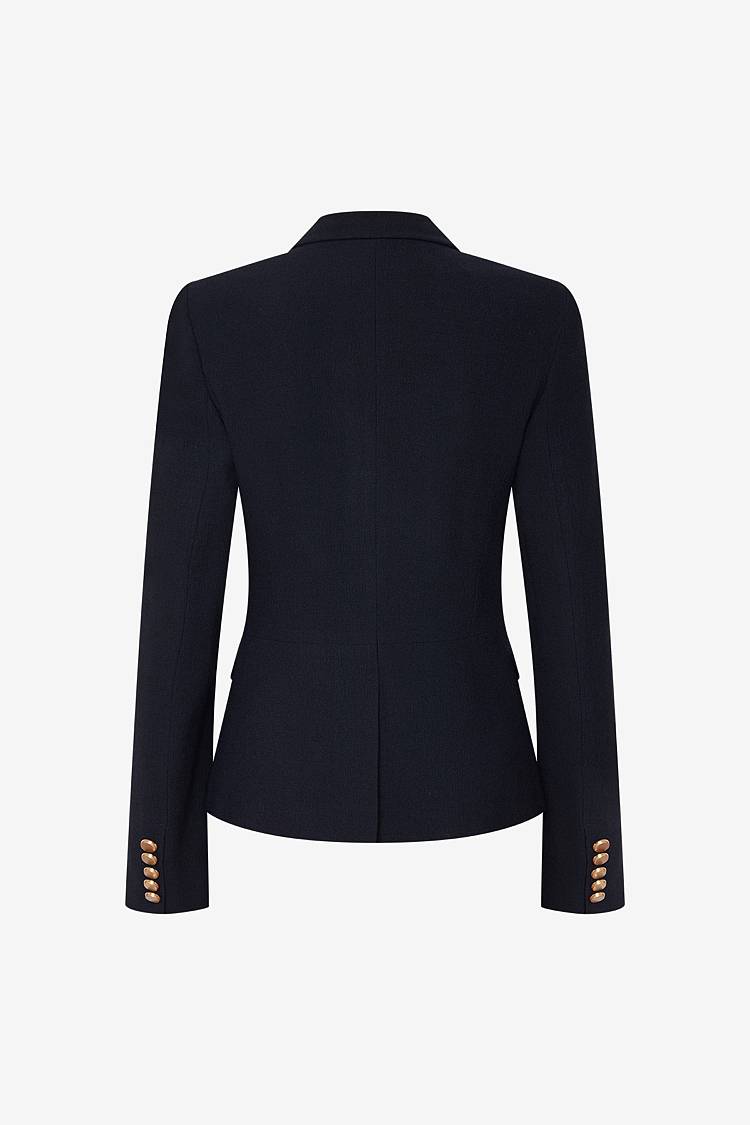 Sly 010 Doppelreihiger Blazer mit Goldknöpfen aus Viskose-Crêpe Nur für heute