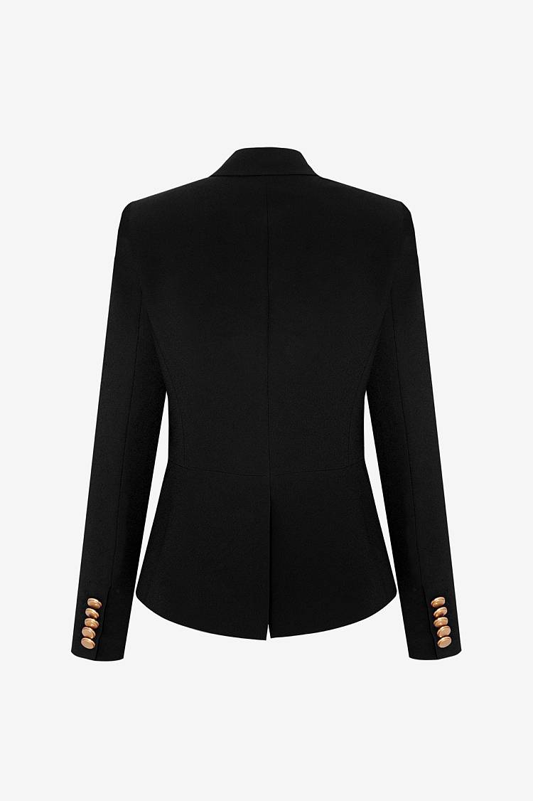 Sly 010 Kurzer doppelreihiger Blazer mit Goldknöpfen aus Crêpe-Envers-Satin Muttertagsangebot