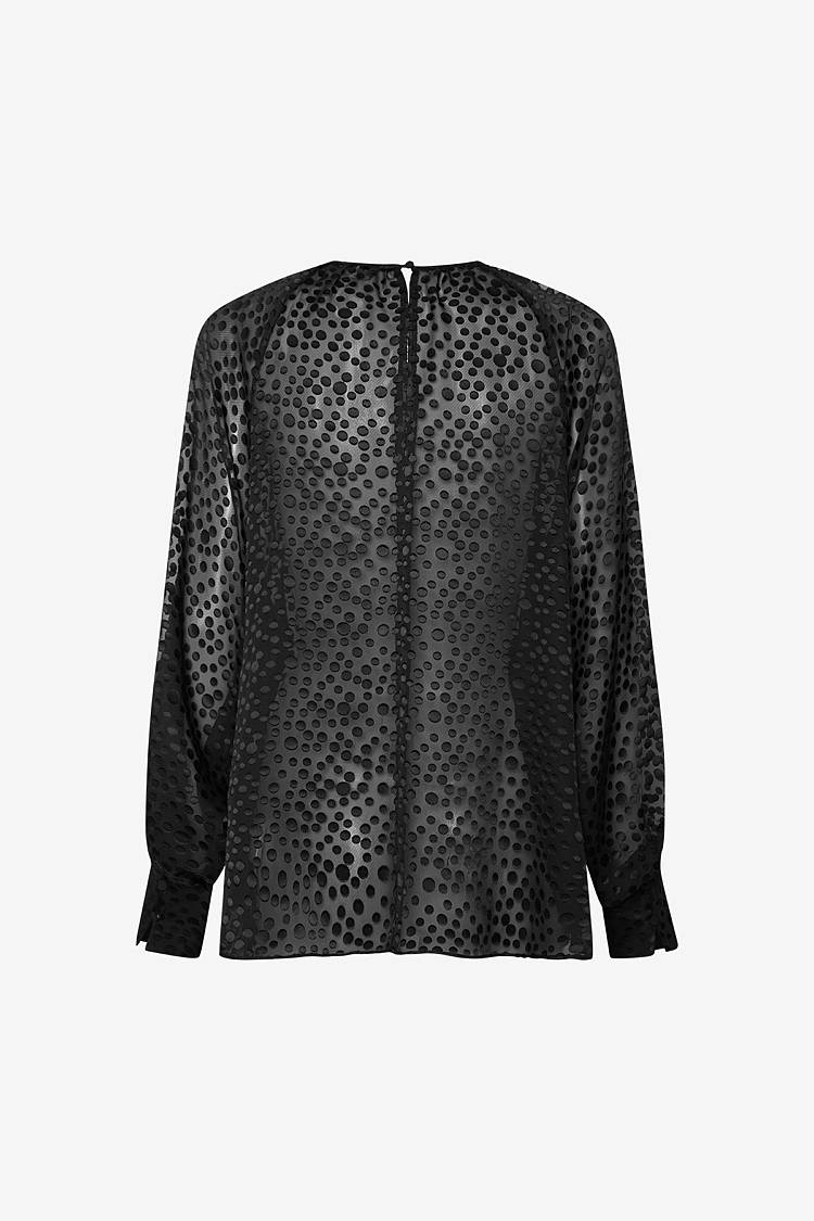 Sly 010 Polka Dot Bluse mit gerüschtem Halsausschnitt Heißer Verkauf