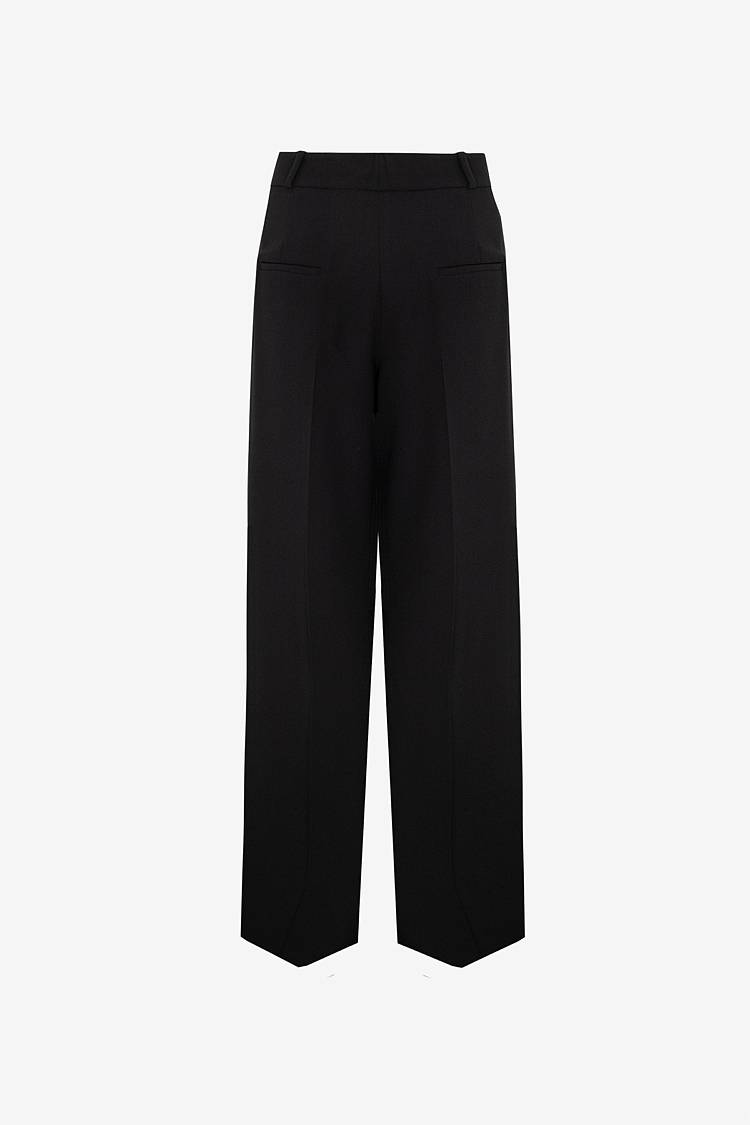 Sly 010 Gerade Hose mit Bundfalte aus Crêpe-Envers-Satin Große Rabatte