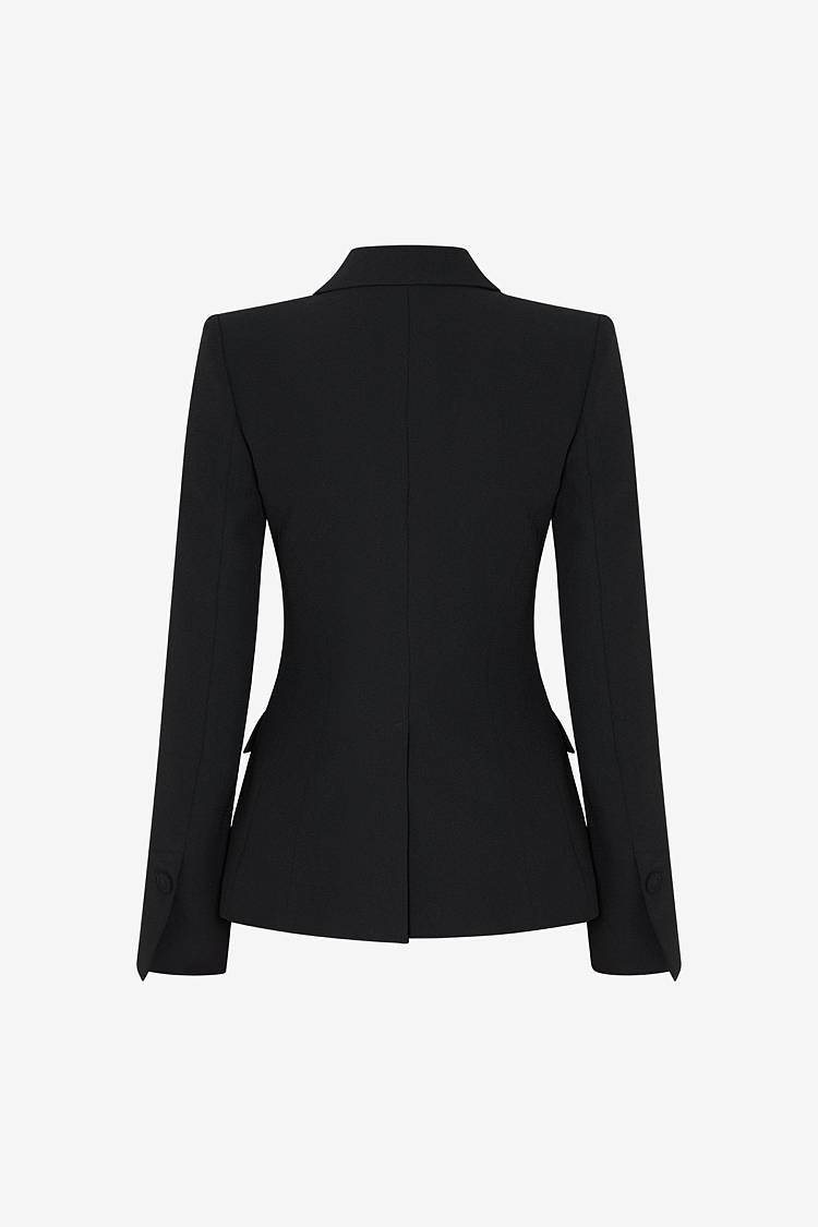 Sly 010 Einreihiger Blazer mit Pattentaschen aus Crêpe-Envers-Satin Neuheiten