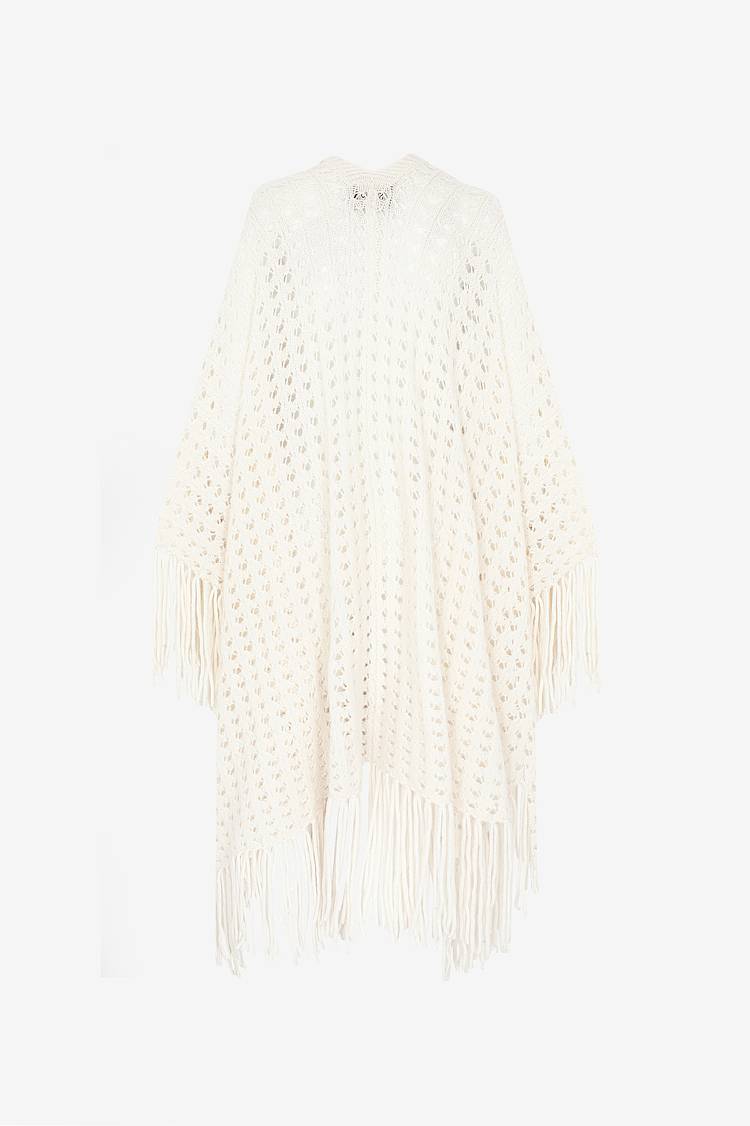 Sly 010 Kaschmir-Seiden Poncho mt Fransen Begrenzte Freigabe