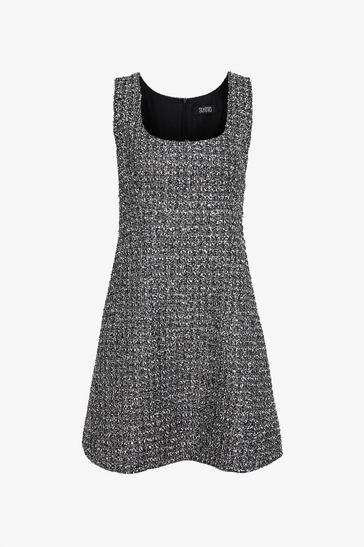 Sly 010 Feminines Kleid aus glitzerndem Tweed Sonderangebot