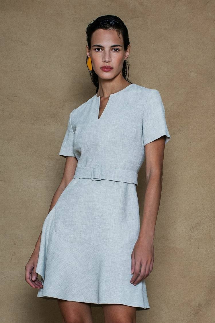 Sly 010 Kurzärmliges Kleid aus Viskose-Leinen Bis zu 50% Rabatt