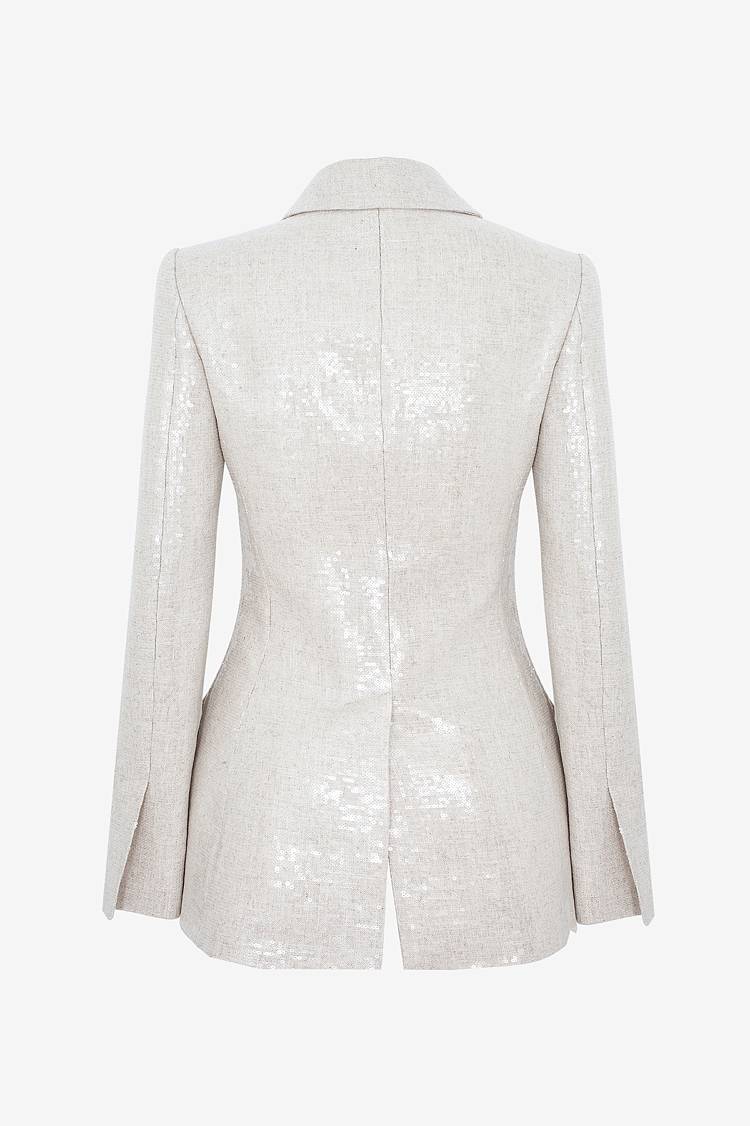 Sly 010 Taillierter Blazer mit Pailettem aus Leinengemisch Bis zu 65% Rabatt
