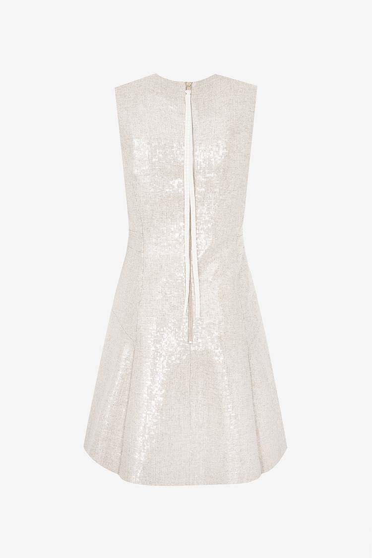 Sly 010 Ärmelloses Pailettenkleid aus Viskose-Leinen-Mix Sonderangebot der Fabrik