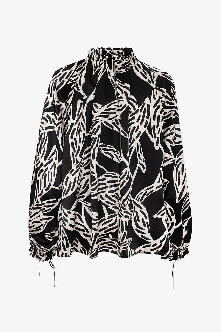 Sly 010 Seidenbluse mit gekräuseltem Kragen Muttertagsangebot