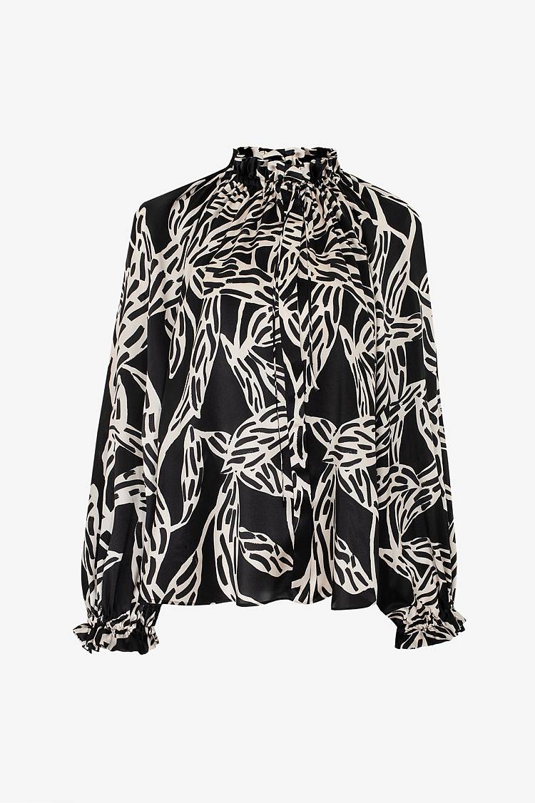 Sly 010 Seidenbluse mit gekräuseltem Kragen Muttertagsangebot