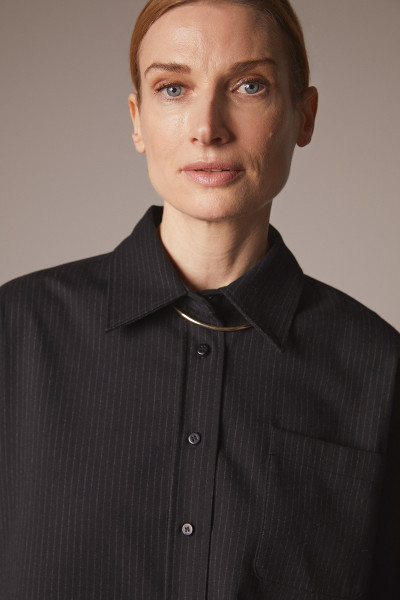 Sosue Pinstripe Blouse Black Schlussverkauf