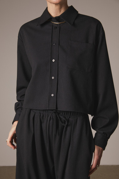 Sosue Pinstripe Blouse Black Schlussverkauf